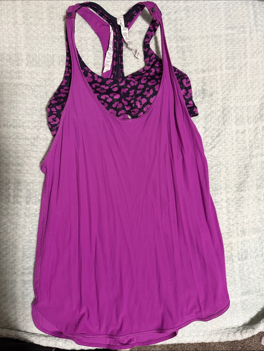 lululemon athletica Magenta Racerback Tank with Printed Sports Bra